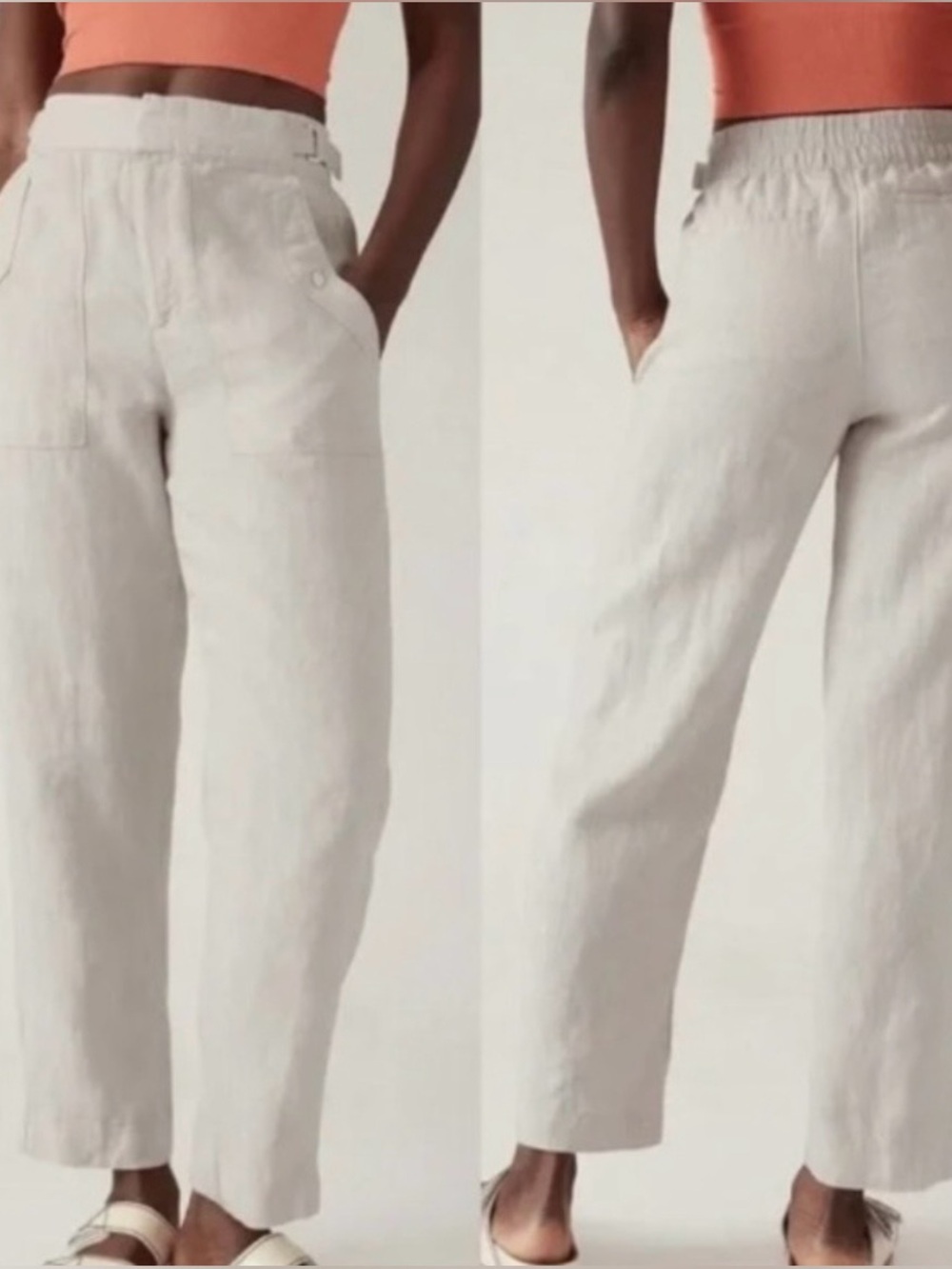 Athleta Voyager Linen Crop Travel Pants Size 12